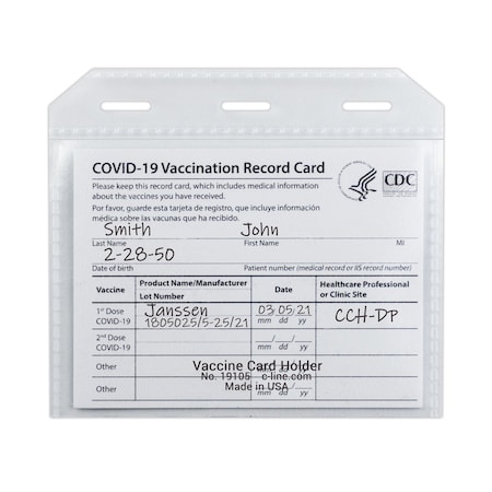 C-Line Products COVID19 Vaccine Card Holder, Clear, 4 x 3, 5PK 19105